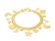 JEWELRY　貴金属・宝石　ブレスレット　チャーム　星　月　ハート　ボール　K18　ゴールド　24.1g　2147100550559　【200】