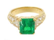 JEWELRY　貴金属・宝石　リング　指輪　イエローゴールド　K18　エメラルド　ダイヤモンド　7.4g　11.5号（2120500283791）【200】