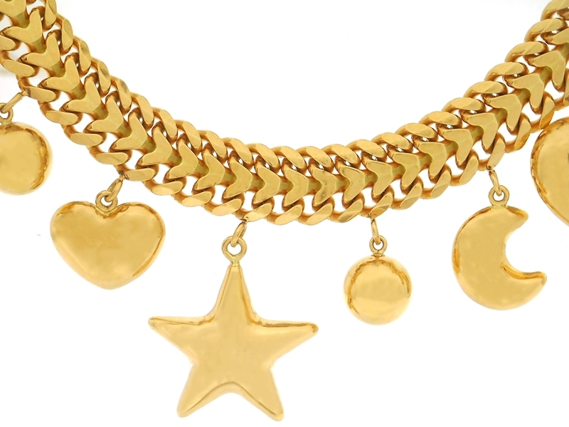 JEWELRY　貴金属・宝石　ブレスレット　チャーム　星　月　ハート　ボール　K18　ゴールド　24.1g　2147100550559　【200】