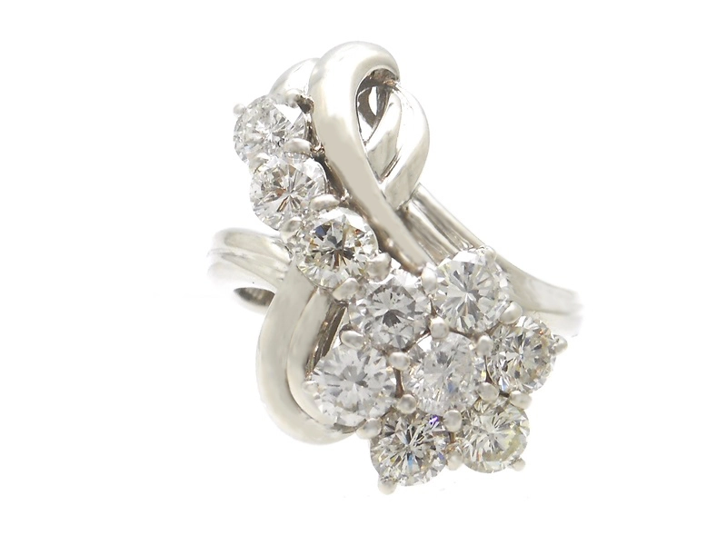 JEWELRY 貴金属・宝石 ダイヤモンド リング 指輪 フラワー PT900 プラチナ D2.00ct 9.7g 10号 2143600266464 【200】