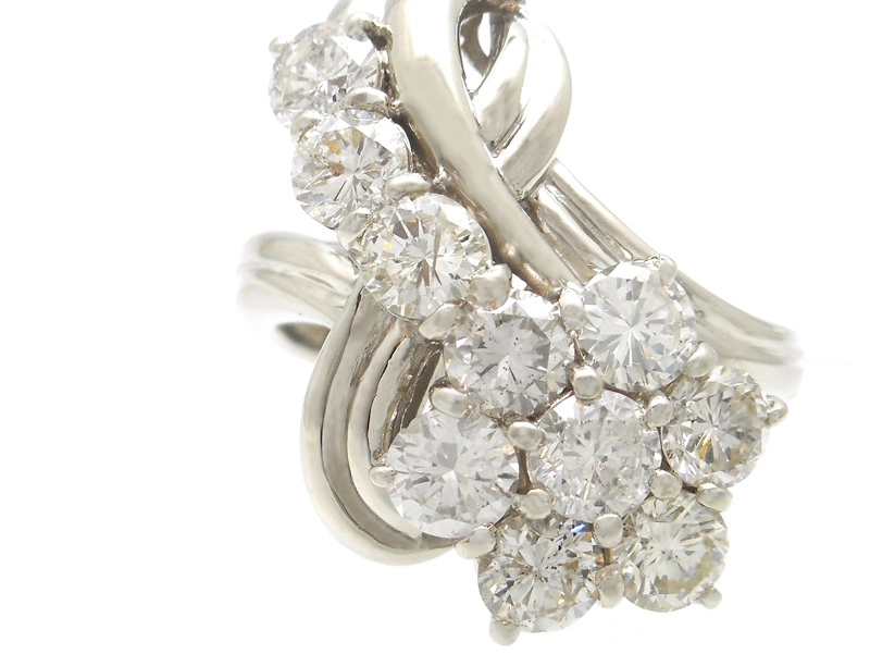 JEWELRY 貴金属・宝石 ダイヤモンド リング 指輪 フラワー PT900 プラチナ D2.00ct 9.7g 10号 2143600266464 【200】