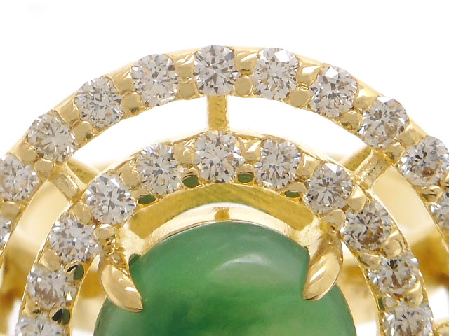 翡翠 リング I+ サイズ ゴールドリング 14K gold 金リング ヒスイ JEWELRY 貴金属・宝石 リング 指輪 K18 ゴールド ダイヤモンド