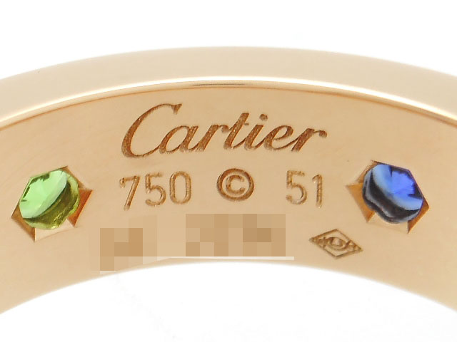 Cartier　カルティエ　ラブリング　PG　ピンクゴールド　マルチカラー　サファイア　　8.7g　51号　B4087800　 2141300390588　【200】