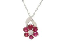 JEWELRY　貴金属・宝石　ネックレス　ホワイトゴールド　K18WG　ルビー　ダイヤモンド　0.9g（2141200431732）【200】