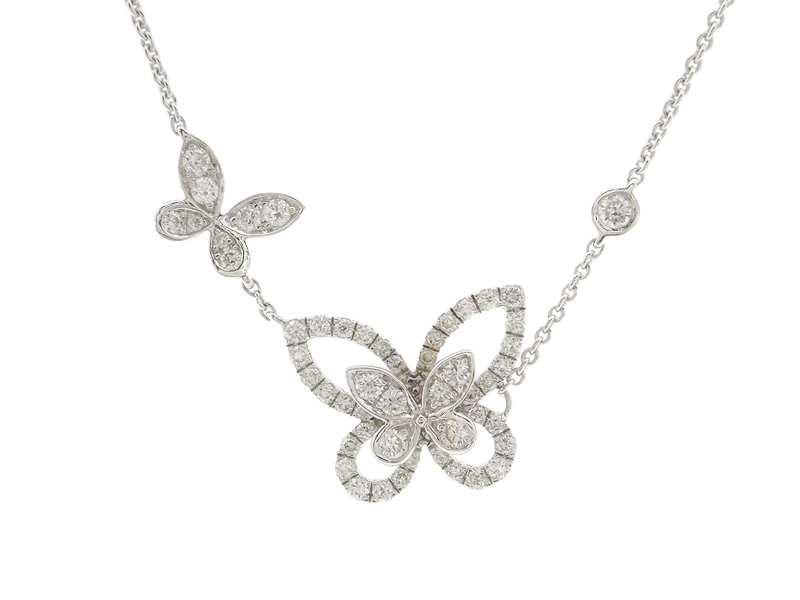 ダブル バタフライ シルエット ネックレス GRAFF グラフ ダブルバタフライシルエット ネックレス WG