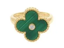 Van Cleef & Arpels　ヴァンクリーフ&アーペル　ヴィンテージアルハンブラ　リング　マラカイト　ダイヤモンド　52号　日本サイズ12号　6.6g　VCARO3QM52　2143500276808　【200】