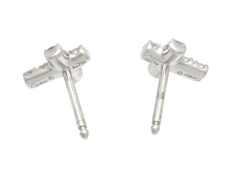 Cartier　カルティエ　クロスピアス　WG　ホワイトゴールド　ダイヤモンド　1.2g　2120800007455　【200】