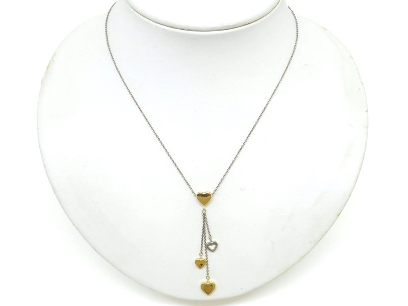 マTIFFANY&CO ティファニー マルチハートスウィングドロップネックレス YG イエローゴールド WG ホワイトゴールド 6.7g 2147100538311 【200】