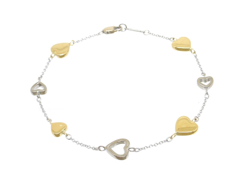TIFFANY＆CO　ティファニー　マルチハートブレスレット　YG　イエローゴールド　WG　ホワイトゴールド　7.7g　2141000352329【200】