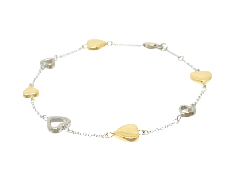 TIFFANY＆CO　ティファニー　マルチハートブレスレット　YG　イエローゴールド　WG　ホワイトゴールド　7.7g　2141000352329【200】