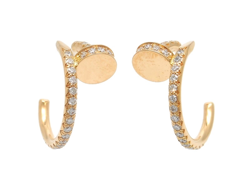 Cartier　カルティエ　ジュストアンクルフープピアス　スモールモデル　PG　ピンクゴールド　ダイヤモンド　4.4g　CRB8301429　2147300411018　【200】