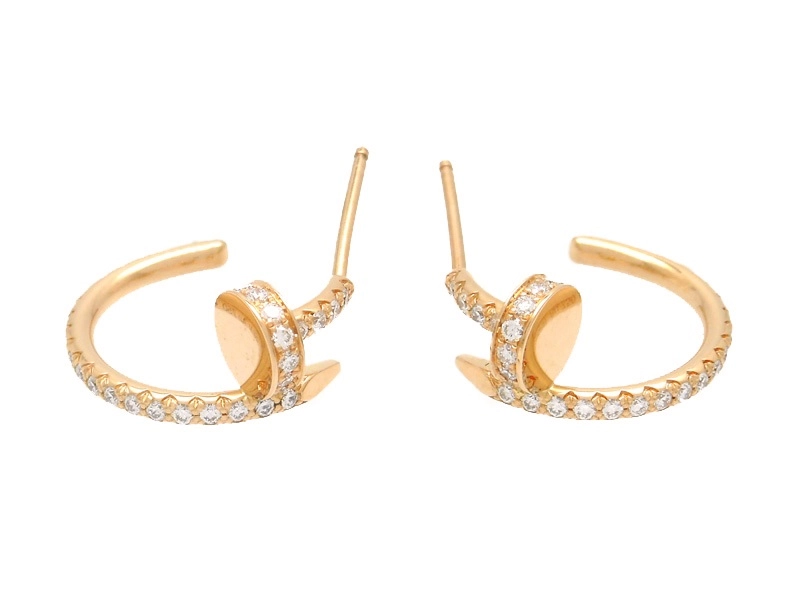 Cartier　カルティエ　ジュストアンクルフープピアス　スモールモデル　PG　ピンクゴールド　ダイヤモンド　4.4g　CRB8301429　2147300411018　【200】