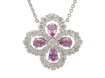 希少☆ HARRY WINSTON ピンクサファイア&ダイヤモンド チャーム フォーゲット・ミー・ノット ピンクサファイア＆ダイヤモンド