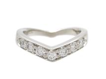 TIFFANY＆CO　ティファニー　Ｖバンド 　リング　指輪　PT950　プラチナ　ダイヤモンド　７号　5.2g 　2143200606820　【200】