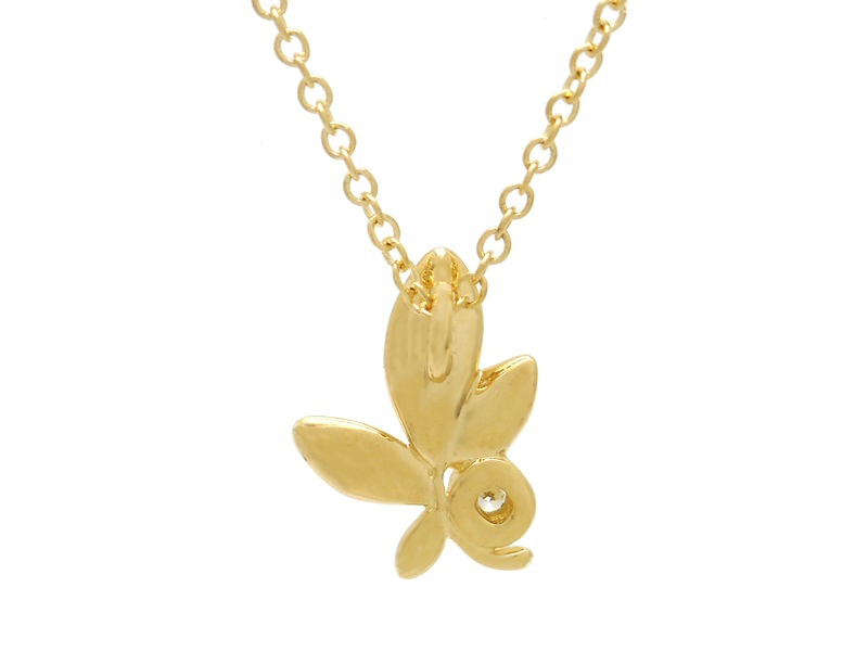 ティファニー オリーブリーフブルートパーズネックレス K18ゴールド