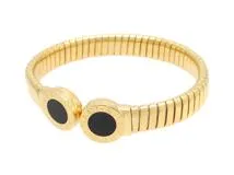 BVLGARI　ブルガリ　BBトゥボカスBL　ブレスレット　バングル　YG　イエローゴールド　ステンレス　オニキス　37.4g　2143100497962　【200】