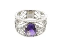 JEWELRY　アメジストリング　K18WG　ホワイトゴールド　アメジスト1.31ct　ダイヤモンド0.143ct　4.8g　2147300387207　【200】