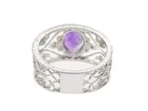 JEWELRY　アメジストリング　K18WG　ホワイトゴールド　アメジスト1.31ct　ダイヤモンド0.143ct　4.8g　2147300387207　【200】