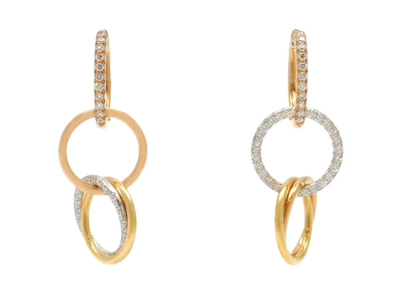 Cartier　カルティエ　トリニティピアス　3カラー　ダイヤモンド　7.0g　B8301259　2143200632003　【200】