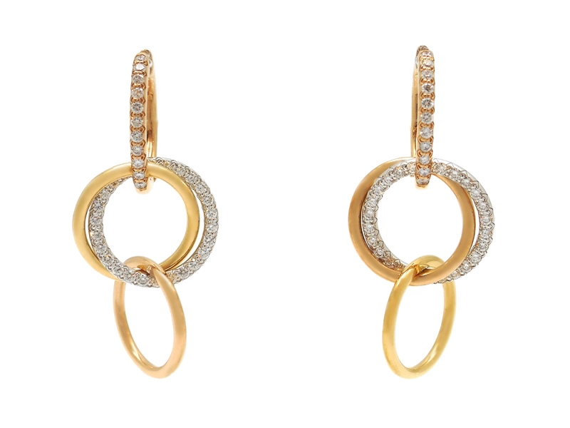 Cartier　カルティエ　トリニティピアス　3カラー　ダイヤモンド　7.0g　B8301259　2143200632003　【200】