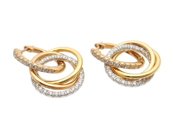 Cartier　カルティエ　トリニティピアス　3カラー　ダイヤモンド　7.0g　B8301259　2143200632003　【200】