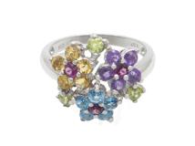 JEWELRY　貴金属・宝石　リング　指輪　ホワイトゴールド　K18WG　マルチ　4.6g　12号　花モチーフ　（2147200540085）【200】