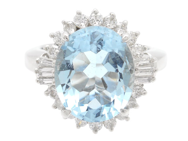 JEWELRY 貴金属・宝石 アクアマリンリング ダイヤリング PT900