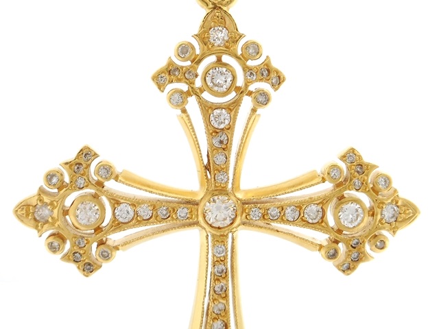 ふ*吉様 ローリーロドキン　ペティート　ゴシッククロス　ダイヤ　ゴールドネックレ PETITE GOTHIC CROSS NECKLACE 18k Yellow Gold / DIAMONDS