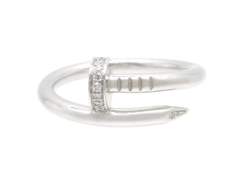 Cartier　カルティエ　ジュストアンクルリング　WG　ホワイトゴールド　ダイヤモンド　7.6g　56号　日本サイズ16号　B4092700　2147400271512　【200】
