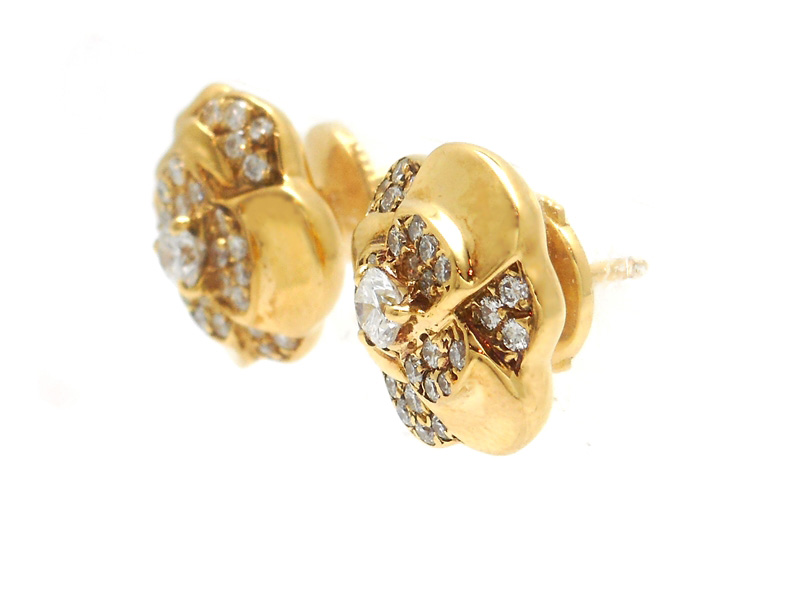 CHANEL シャネル カメリア ピアス 750YG イエローゴールド D