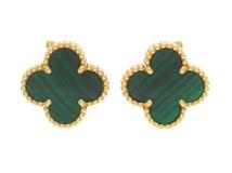 Van Cleef & Arpels　ヴァンクリーフ&アーペル 　ヴィンテージアルハンブラ　イヤリング　ピアス　YG　マラカイト　8.0g　VCARO3QL00　2143700200528　【200】