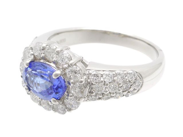 JEWELRY 貴金属・宝石 タンザナイトリング ゾイサイト ダイヤモンド PT900 プラチナ 17号 オーバルカット 2141100469248 【200】