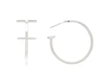 TIFFANY＆CO　ティファニー　貴金属・宝石　Tフープピアス　WG　ホワイトゴールド　ミディアムサイズ　5.0g　2143800166021　【200】