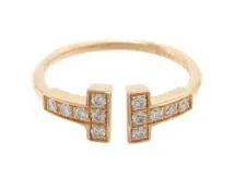 ティファニー Tワイヤー12P ダイヤリング 指輪 750YG 8号 天白】TIFFANY ティファニーT ダイヤモンド ワイヤー リング