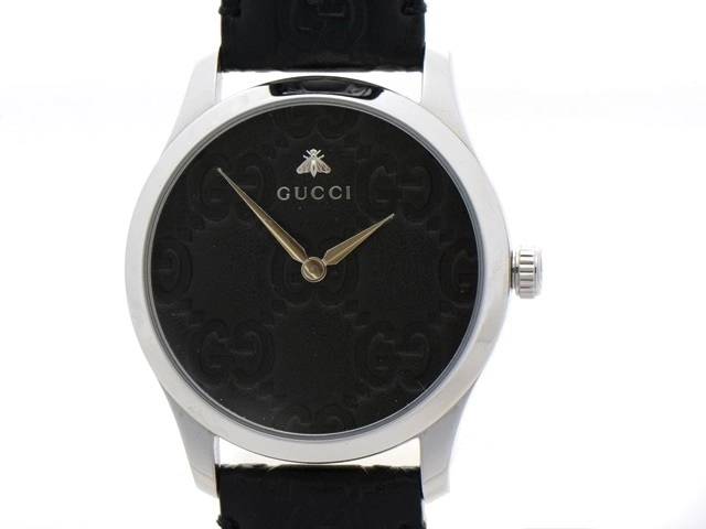 GUCCI グッチ Gタイムレス YA1264031A/126.4 SS/革 男性用クオーツ時計 