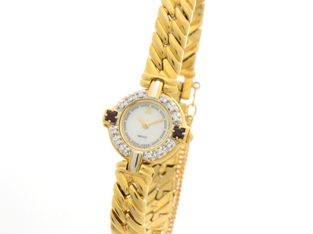 SEIKO セイコー エクセリーヌ 1F20-0B70 ダイヤモンド/ルビーベゼル