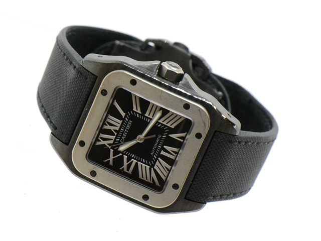 Cartier カルティエ サントス100　Carbon LM W2020010 チタン/ステンレス （ADLC加工） ナイロン　 自動巻き  男性用腕時計 【473】