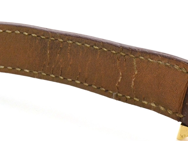 HERMES エルメス Hウォッチ HH1.201 GP/革 女性用クオーツ時計【473】