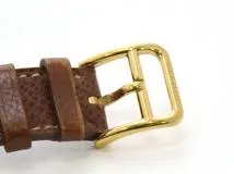 HERMES　エルメス　Hウォッチ　HH1.201　GP/革　女性用クオーツ時計【473】