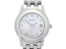 GUCCI　グッチ　Gクラス　5500L /YA055501　ステンレス　11Pダイヤモンド　シェル文字盤　女性用クオーツ時計【473】