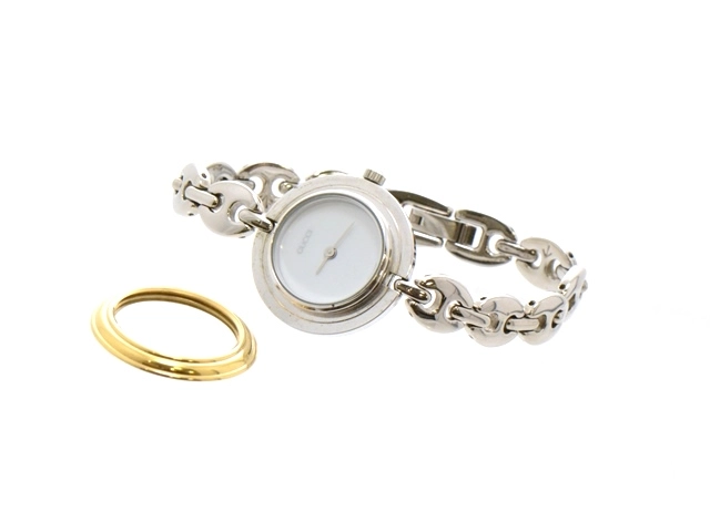 GUCCI　グッチ　11/12.2　チェンジベゼル　SS　交換用ベゼル計4個　女性用クオーツ時計【473】