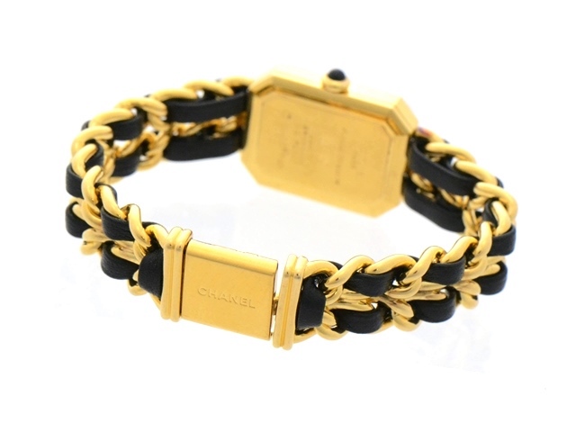 T080 シャネル プルミエールM H0001 GP×レザー クォーツ 楽天市場】シャネル プルミエール M Ref.H0001 メッキ(YGP) 1993