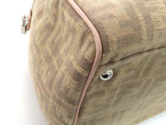 訳あり品　FENDI ボストンバッグ大容量特大ズッカ柄　キャンバスレザーブラウン 超特大・訳あり】FENDI フェンディ ボストンバッグ ズッカ柄