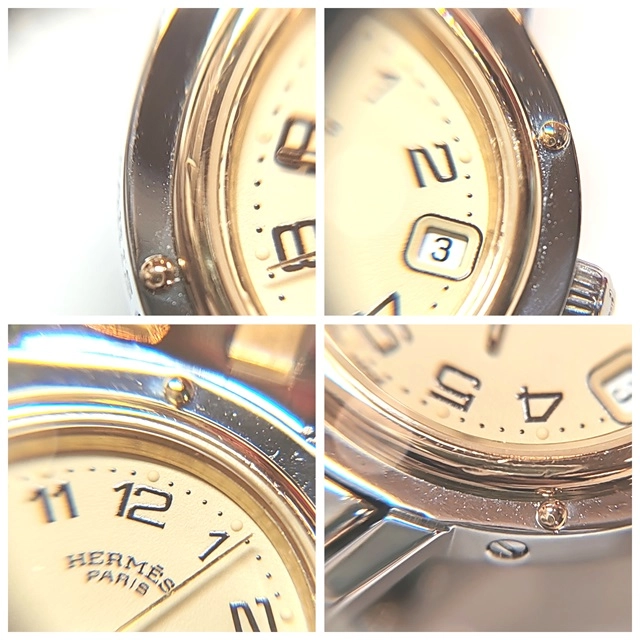HERMES　エルメス　クリッパーコンビ　CL4.220　SS/GP　ベージュ　レディース　クォーツ2148103681820【432】
