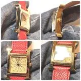 HERMES　エルメス　Hウォッチ　HH1.201　GP/カワ　シャンパン　レディース　クォーツ2148103715488【432】