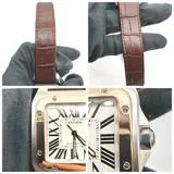 Cartier  カルティエ　サントス 100MM　W20107X7　SS/カワ　シルバー　メンズ　自動巻き2148103866098【432】