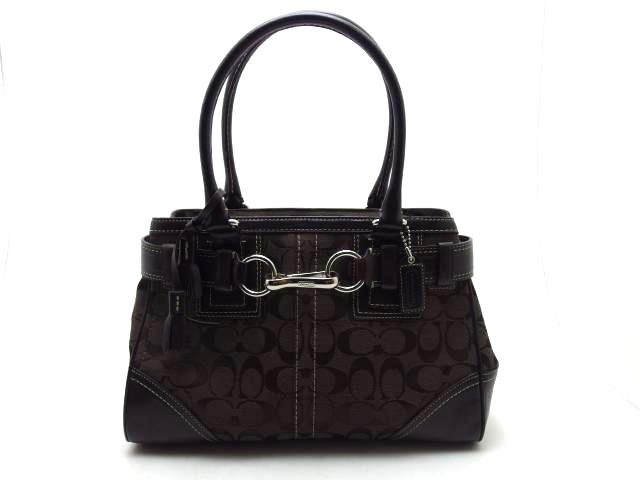 【美品】COACHコーチ シグネチャー ハンドバッグ　タッセル　黒 COACH コーチ シグネチャー タッセル ハンドバッグ ダーク