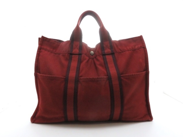 HERMES エルメス フールトゥMM キャンバス トートバッグ レッド HERMES エルメス フールトゥ キャンバス トートバッグ レッド - メルカリ
