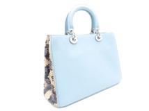DIOR ディオール ディオリッシモ 2wayバッグ ライトブルー/ベージュ/SV カーフ【431】2146000432606