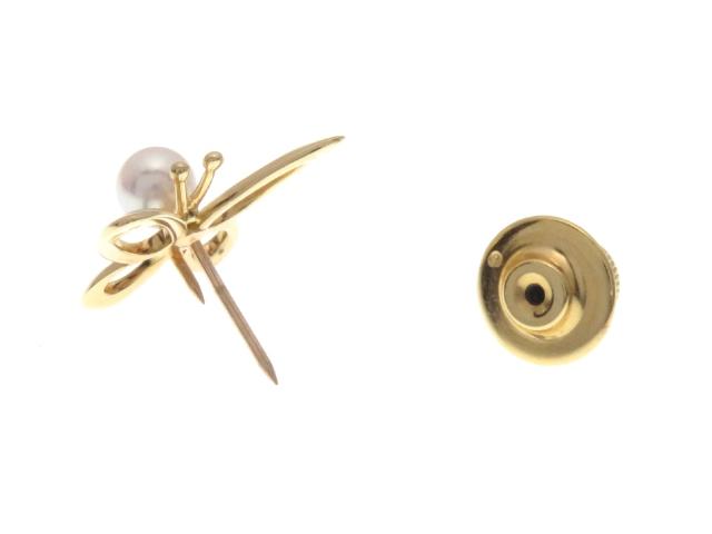 MIKIMOTO ミキモト 蝶々 パール ピンブローチ K18YG P 3.8g【434
